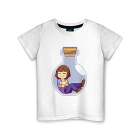 Детская футболка хлопок с принтом Фриск в Новосибирске, 100% хлопок | круглый вырез горловины, полуприлегающий силуэт, длина до линии бедер | frisk | undertale | фриск