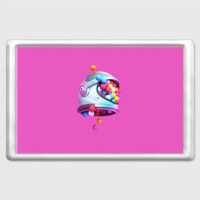 Магнит 45*70 с принтом Colorful balls в Новосибирске, Пластик | Размер: 78*52 мм; Размер печати: 70*45 | balls | colorful | helmet | pink | колорит | космонавт | космос | розовый | скафандр | цвет | шарики | шары | шлем