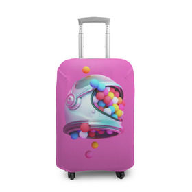 Чехол для чемодана 3D с принтом Colorful balls в Новосибирске, 86% полиэфир, 14% спандекс | двустороннее нанесение принта, прорези для ручек и колес | balls | colorful | helmet | pink | колорит | космонавт | космос | розовый | скафандр | цвет | шарики | шары | шлем
