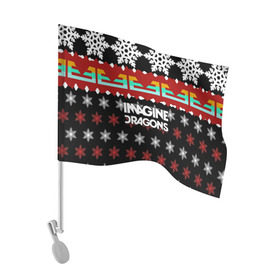 Флаг для автомобиля с принтом Праздничный Imagine Dragons в Новосибирске, 100% полиэстер | Размер: 30*21 см | альтернативный | американская | группа | драгонс | имеджин | инди | индирок | новогодний | поп | рождество | рок | свитер | электроник