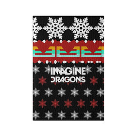 Обложка для паспорта матовая кожа с принтом Праздничный Imagine Dragons в Новосибирске, натуральная матовая кожа | размер 19,3 х 13,7 см; прозрачные пластиковые крепления | альтернативный | американская | группа | драгонс | имеджин | инди | индирок | новогодний | поп | рождество | рок | свитер | электроник