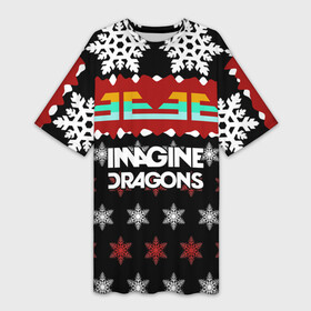Платье-футболка 3D с принтом Праздничный Imagine Dragons в Новосибирске,  |  | Тематика изображения на принте: альтернативный | американская | группа | драгонс | имеджин | инди | индирок | новогодний | поп | рождество | рок | свитер | электроник