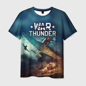 Мужская футболка 3D с принтом Гром войны в Новосибирске, 100% полиэфир | прямой крой, круглый вырез горловины, длина до линии бедер | Тематика изображения на принте: war thunder | гром войны