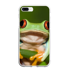 Чехол для iPhone 7Plus/8 Plus матовый с принтом Лягушка в Новосибирске, Силикон | Область печати: задняя сторона чехла, без боковых панелей | Тематика изображения на принте: frog | жаба | животные | зеленый | ква | лягуха | лягушка | лягушонок