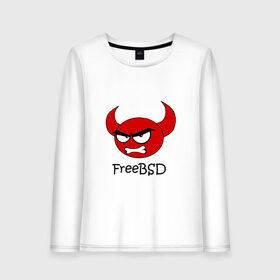 Женский лонгслив хлопок с принтом FreeBSD демон в Новосибирске, 100% хлопок |  | bsd | demon | freebsd | os | unix | демон | злой | ос | чёртик