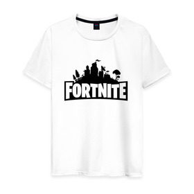 Мужская футболка хлопок с принтом Fortnite в Новосибирске, 100% хлопок | прямой крой, круглый вырез горловины, длина до линии бедер, слегка спущенное плечо. | fortnite