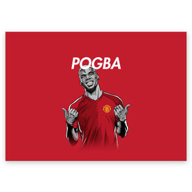 Поздравительная открытка с принтом Pogba Manchester United в Новосибирске, 100% бумага | плотность бумаги 280 г/м2, матовая, на обратной стороне линовка и место для марки
 | Тематика изображения на принте: mu | paul | pogba | манчестер юнайтед | мю | погба | форма