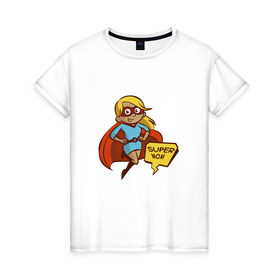 Женская футболка хлопок с принтом Супер мама в Новосибирске, 100% хлопок | прямой крой, круглый вырез горловины, длина до линии бедер, слегка спущенное плечо | 8 марта | девушка | жена | женщина | мама