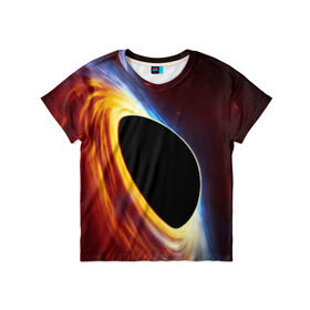 Детская футболка 3D с принтом Black planet в Новосибирске, 100% гипоаллергенный полиэфир | прямой крой, круглый вырез горловины, длина до линии бедер, чуть спущенное плечо, ткань немного тянется | black hole | planet | space | астрономия | вселенная | звёзды | космос | млечный путь | планета | чёрная дыра
