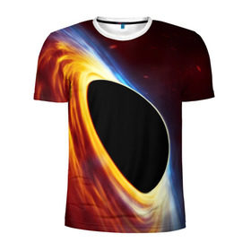 Мужская футболка 3D спортивная с принтом Black planet в Новосибирске, 100% полиэстер с улучшенными характеристиками | приталенный силуэт, круглая горловина, широкие плечи, сужается к линии бедра | black hole | planet | space | астрономия | вселенная | звёзды | космос | млечный путь | планета | чёрная дыра