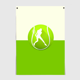 Постер с принтом Теннис в Новосибирске, 100% бумага
 | бумага, плотность 150 мг. Матовая, но за счет высокого коэффициента гладкости имеет небольшой блеск и дает на свету блики, но в отличии от глянцевой бумаги не покрыта лаком | sport | логотип | мяч | спорт | теннис