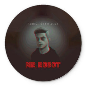 Коврик круглый с принтом Mr Robot в Новосибирске, резина и полиэстер | круглая форма, изображение наносится на всю лицевую часть | Тематика изображения на принте: mister robot | mr robot | rami malek | мистер робот | рами малек