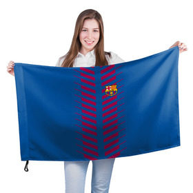 Флаг 3D с принтом FC Barcelona 2018 Creative в Новосибирске, 100% полиэстер | плотность ткани — 95 г/м2, размер — 67 х 109 см. Принт наносится с одной стороны | fc | fc barcelona | fcb | барселона | мяч | спорт | футбол | футбольный клуб