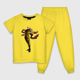 Детская пижама хлопок с принтом Дио Брандо в Новосибирске, 100% хлопок |  брюки и футболка прямого кроя, без карманов, на брюках мягкая резинка на поясе и по низу штанин
 | anime | jojo | jojos bizarre adventure | аниме | дио брандо