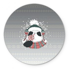 Коврик круглый с принтом So cold, but sweet в Новосибирске, резина и полиэстер | круглая форма, изображение наносится на всю лицевую часть | зима | новый год | панда | подарок | рождество