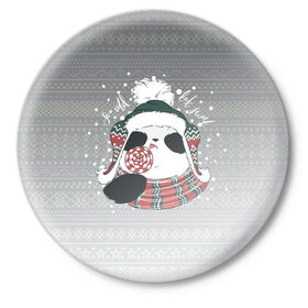 Значок с принтом So cold, but sweet в Новосибирске,  металл | круглая форма, металлическая застежка в виде булавки | зима | новый год | панда | подарок | рождество