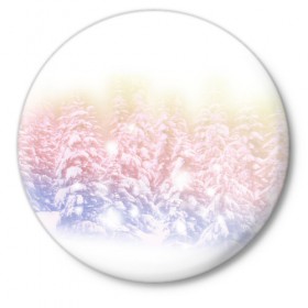 Значок с принтом Зимний лес в Новосибирске,  металл | круглая форма, металлическая застежка в виде булавки | Тематика изображения на принте: зима | рождество