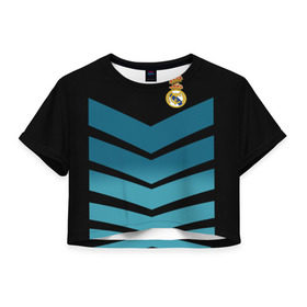 Женская футболка 3D укороченная с принтом Real Madrid 2018 Arrow в Новосибирске, 100% полиэстер | круглая горловина, длина футболки до линии талии, рукава с отворотами | fc | real madrid | реал мадрид | спорт | спортивные | футбол | футбольный клуб