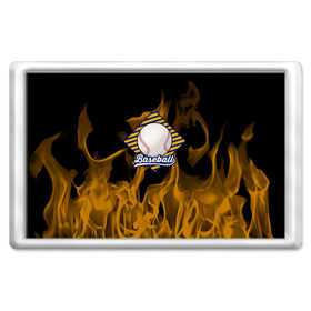 Магнит 45*70 с принтом Бейсбол в огне в Новосибирске, Пластик | Размер: 78*52 мм; Размер печати: 70*45 | 