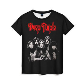 Женская футболка 3D с принтом Deep Purple в Новосибирске, 100% полиэфир ( синтетическое хлопкоподобное полотно) | прямой крой, круглый вырез горловины, длина до линии бедер | album | british | deep purple | england | heavy metal | rock group | альбом | англия | британская | рок группа | хеви металл