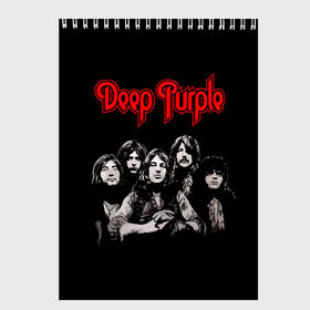 Скетчбук с принтом Deep Purple в Новосибирске, 100% бумага
 | 48 листов, плотность листов — 100 г/м2, плотность картонной обложки — 250 г/м2. Листы скреплены сверху удобной пружинной спиралью | album | british | deep purple | england | heavy metal | rock group | альбом | англия | британская | рок группа | хеви металл