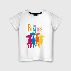 Детская футболка хлопок с принтом The beatles в Новосибирске, 100% хлопок | круглый вырез горловины, полуприлегающий силуэт, длина до линии бедер | bright | british | legendary | liverpool | rainbow | rock group | spectrum | the beatles | яркие цвета