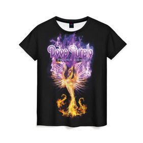 Женская футболка 3D с принтом Deep Purple в Новосибирске, 100% полиэфир ( синтетическое хлопкоподобное полотно) | прямой крой, круглый вырез горловины, длина до линии бедер | album | british | deep purple | england | heavy metal | rock group | альбом | англия | британская | рок группа | хеви металл