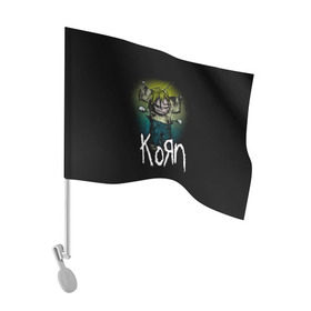 Флаг для автомобиля с принтом Korn в Новосибирске, 100% полиэстер | Размер: 30*21 см | korn | koяn | альтернативный | арвизу | гранж | грув | группа | дэвис | корн | коян | лузье | манки | метал | музыка | нюметал | панк | песни | рок | уэлч | филди | филипп | хэд | шаффер