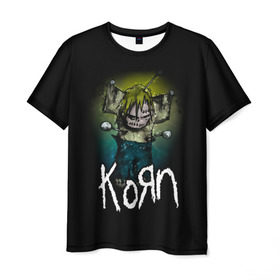 Мужская футболка 3D с принтом Korn в Новосибирске, 100% полиэфир | прямой крой, круглый вырез горловины, длина до линии бедер | korn | koяn | альтернативный | арвизу | гранж | грув | группа | дэвис | корн | коян | лузье | манки | метал | музыка | нюметал | панк | песни | рок | уэлч | филди | филипп | хэд | шаффер