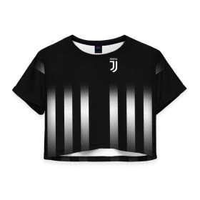 Женская футболка 3D укороченная с принтом Juventus 2018 Line в Новосибирске, 100% полиэстер | круглая горловина, длина футболки до линии талии, рукава с отворотами | fc | juventus | спорт | фк | футбол | ювентус