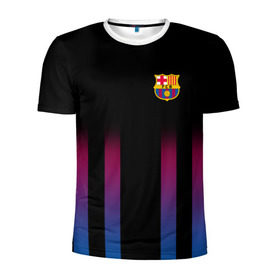 Мужская футболка 3D спортивная с принтом FC Barcelona Color Line в Новосибирске, 100% полиэстер с улучшенными характеристиками | приталенный силуэт, круглая горловина, широкие плечи, сужается к линии бедра | Тематика изображения на принте: fc barcelona | fcb | барселона | спорт | спортивные | фк | футбол