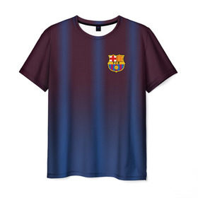 Мужская футболка 3D с принтом FC Barcelona Gradient в Новосибирске, 100% полиэфир | прямой крой, круглый вырез горловины, длина до линии бедер | fc | fc barcelona | fcb | барселона | спорт | спортивные | фк | футбол