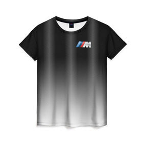 Женская футболка 3D с принтом BMW 2018 Black Gradient в Новосибирске, 100% полиэфир ( синтетическое хлопкоподобное полотно) | прямой крой, круглый вырез горловины, длина до линии бедер | bmw | автомобильные | бмв | машины