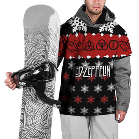 Накидка на куртку 3D с принтом Праздничный Led Zeppelin в Новосибирске, 100% полиэстер |  | led zeppelin | блюз | группа | джимми пейдж | джон генри бонэм | джон пол джонс | знак | красный | лед зепелен | лед зеппелин | метал | надпись | новогодний | новый год | праздник | роберт плант | рождество
