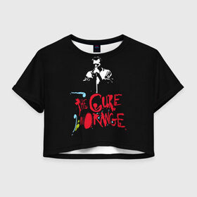 Женская футболка 3D укороченная с принтом The Cure в Новосибирске, 100% полиэстер | круглая горловина, длина футболки до линии талии, рукава с отворотами | robert smith | rock band | the cure | uk | британия | роберт смит | рок группа