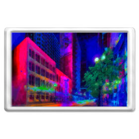 Магнит 45*70 с принтом Neon city в Новосибирске, Пластик | Размер: 78*52 мм; Размер печати: 70*45 | Тематика изображения на принте: город | яркий