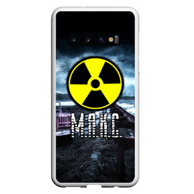 Чехол для Samsung Galaxy S10 с принтом S T A L K E R - М А К С в Новосибирске, Силикон | Область печати: задняя сторона чехла, без боковых панелей | max | stalker | игра | имя | макс | максим | максимус | припять | радиация | сталкер | чернобыль