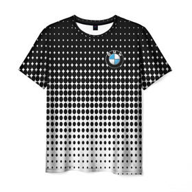 Мужская футболка 3D с принтом BMW 2018 Black and White IV в Новосибирске, 100% полиэфир | прямой крой, круглый вырез горловины, длина до линии бедер | Тематика изображения на принте: bmw | автомобильные | бмв | машины