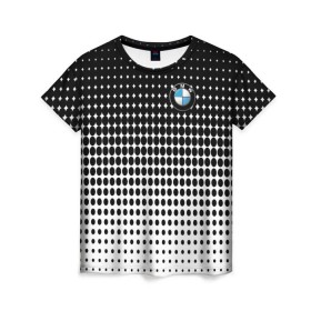 Женская футболка 3D с принтом BMW 2018 Black and White IV в Новосибирске, 100% полиэфир ( синтетическое хлопкоподобное полотно) | прямой крой, круглый вырез горловины, длина до линии бедер | Тематика изображения на принте: bmw | автомобильные | бмв | машины