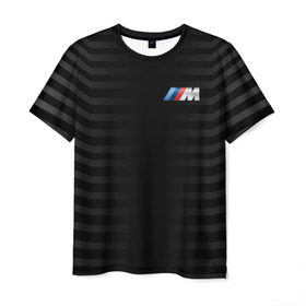 Мужская футболка 3D с принтом BMW M BLACK & GREY в Новосибирске, 100% полиэфир | прямой крой, круглый вырез горловины, длина до линии бедер | Тематика изображения на принте: bmw | автомобильные | бмв | машины