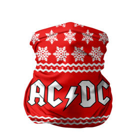 Бандана-труба 3D с принтом Праздничный AC/DC в Новосибирске, 100% полиэстер, ткань с особыми свойствами — Activecool | плотность 150‒180 г/м2; хорошо тянется, но сохраняет форму | ac dc | acdc |   снежинки | ангус янг | ас дс | асдс | крис слэйд | новогодний | новый год | рождество | стиви янг | эксл роуз