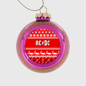 Стеклянный ёлочный шар с принтом Праздничный AC/DC в Новосибирске, Стекло | Диаметр: 80 мм | ac dc | acdc |   снежинки | ангус янг | ас дс | асдс | крис слэйд | новогодний | новый год | рождество | стиви янг | эксл роуз