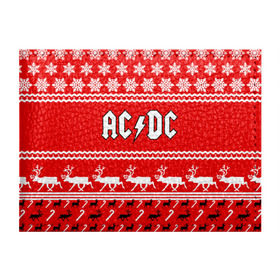 Обложка для студенческого билета с принтом Праздничный AC/DC в Новосибирске, натуральная кожа | Размер: 11*8 см; Печать на всей внешней стороне | Тематика изображения на принте: ac dc | acdc |   снежинки | ангус янг | ас дс | асдс | крис слэйд | новогодний | новый год | рождество | стиви янг | эксл роуз