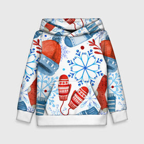 Детская толстовка 3D с принтом Праздника нам приходит в Новосибирске, 100% полиэстер | двухслойный капюшон со шнурком для регулировки, мягкие манжеты на рукавах и по низу толстовки, спереди карман-кенгуру с мягким внутренним слоем | зима | новый год | носок | одежда | снег | узор | шапка