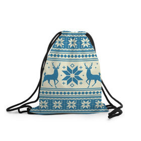 Рюкзак-мешок 3D с принтом Наш веселый Новый год в Новосибирске, 100% полиэстер | плотность ткани — 200 г/м2, размер — 35 х 45 см; лямки — толстые шнурки, застежка на шнуровке, без карманов и подкладки | новый год | олень | свитер | снег | снежинки | узор