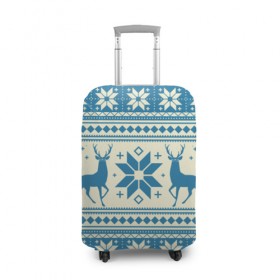 Чехол для чемодана 3D с принтом Наш веселый Новый год в Новосибирске, 86% полиэфир, 14% спандекс | двустороннее нанесение принта, прорези для ручек и колес | новый год | олень | свитер | снег | снежинки | узор