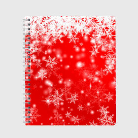 Тетрадь с принтом Новогоднее чудо 1 в Новосибирске, 100% бумага | 48 листов, плотность листов — 60 г/м2, плотность картонной обложки — 250 г/м2. Листы скреплены сбоку удобной пружинной спиралью. Уголки страниц и обложки скругленные. Цвет линий — светло-серый
 | новый год | снег | снежинки