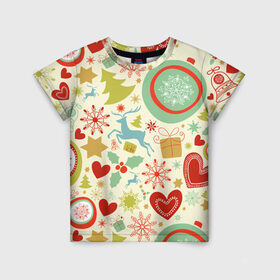 Детская футболка 3D с принтом Новогодние чудеса в Новосибирске, 100% гипоаллергенный полиэфир | прямой крой, круглый вырез горловины, длина до линии бедер, чуть спущенное плечо, ткань немного тянется | милый | паттерн | разноцветный | рождество | светлый