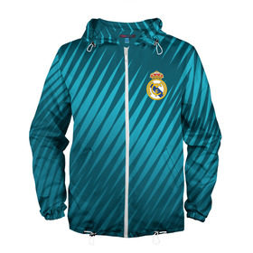 Мужская ветровка 3D с принтом Real Madrid 2018 Sportwear в Новосибирске, 100% полиэстер | подол и капюшон оформлены резинкой с фиксаторами, два кармана без застежек по бокам, один потайной карман на груди | Тематика изображения на принте: 