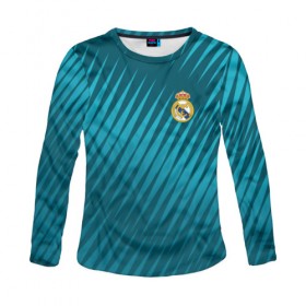 Женский лонгслив 3D с принтом Real Madrid 2018 Sportwear в Новосибирске, 100% полиэстер | длинные рукава, круглый вырез горловины, полуприлегающий силуэт | Тематика изображения на принте: 